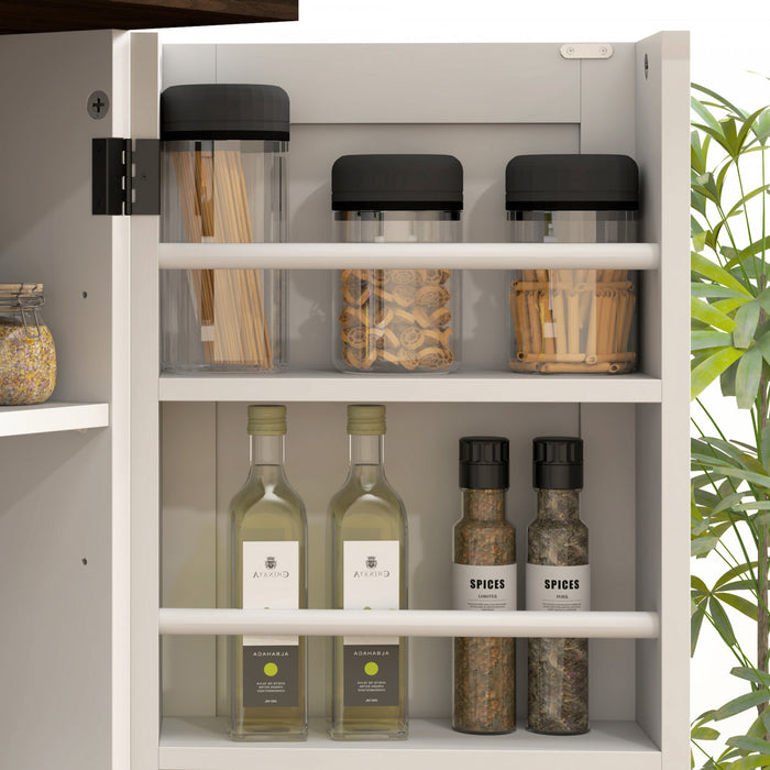 HOMCOM 64\" Kitchen Pantry Storage Cabinet with Adjustable Shelves, White