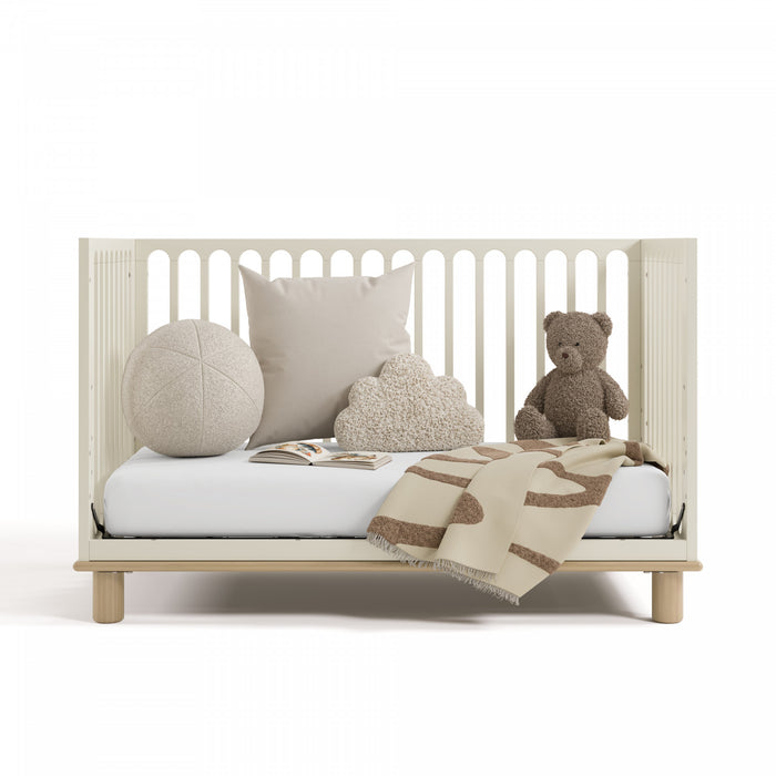 Storkcraft Sicily Deluxe 3-in-1 Convertible Crib with Bonus Toddler Guardrail - Frosted Oat/Driftwood