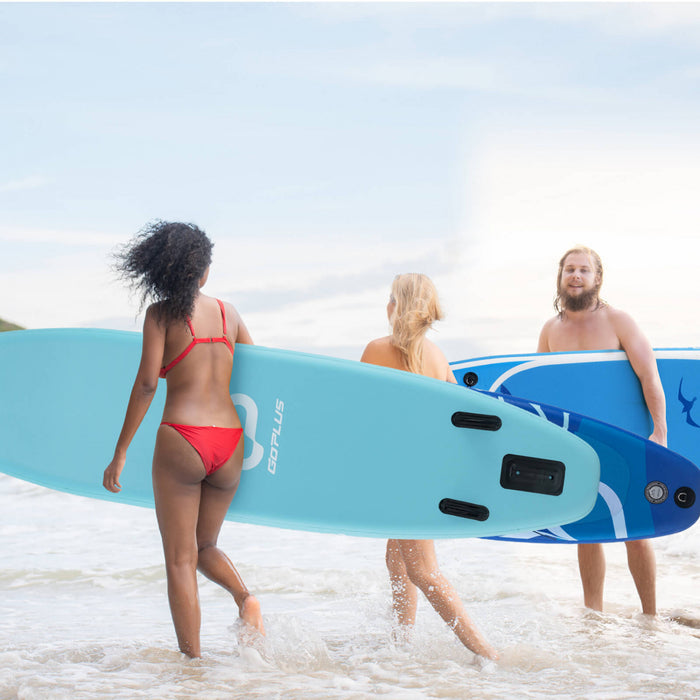 Goplus Large Inflatable Sup Board, Portable Paddle Board With 5d Rings Stand Up Paddle Board For Youth & Adult Turquoise