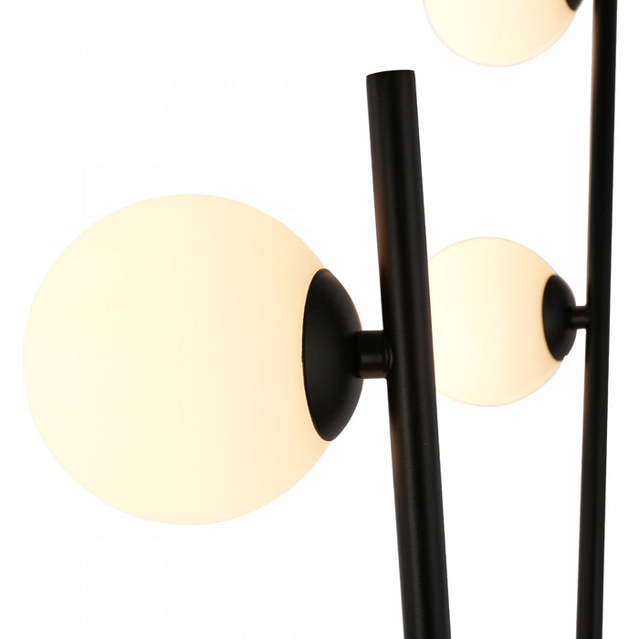 Cortina 6 Light Floor Lamp, Black, Brushed Brass