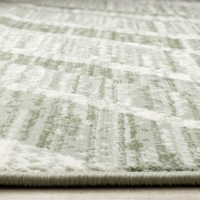 Florence Green White Distressed Chevron Design Rug, 6'7\" x 9'6\" Indoor Area Rug