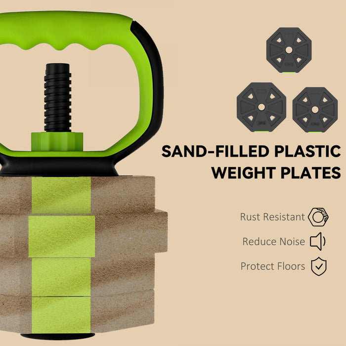 Soozier 6-in-1 Adjustable Dumbbell Set, 44lbs Free Weights Set, Green