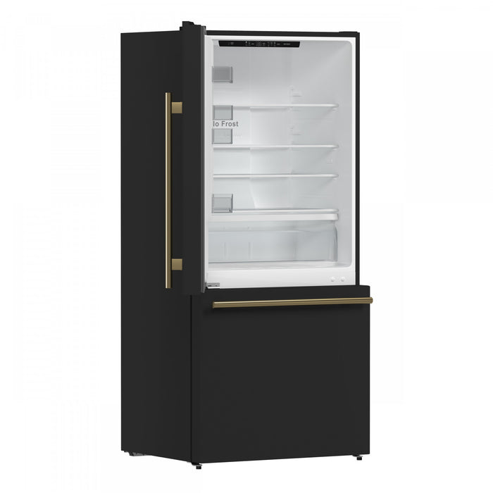 Forno Milano Espresso 31 Inch Bottom Freezer, Black, 17.2 cu.ft. - FFFFD1786-31BLK