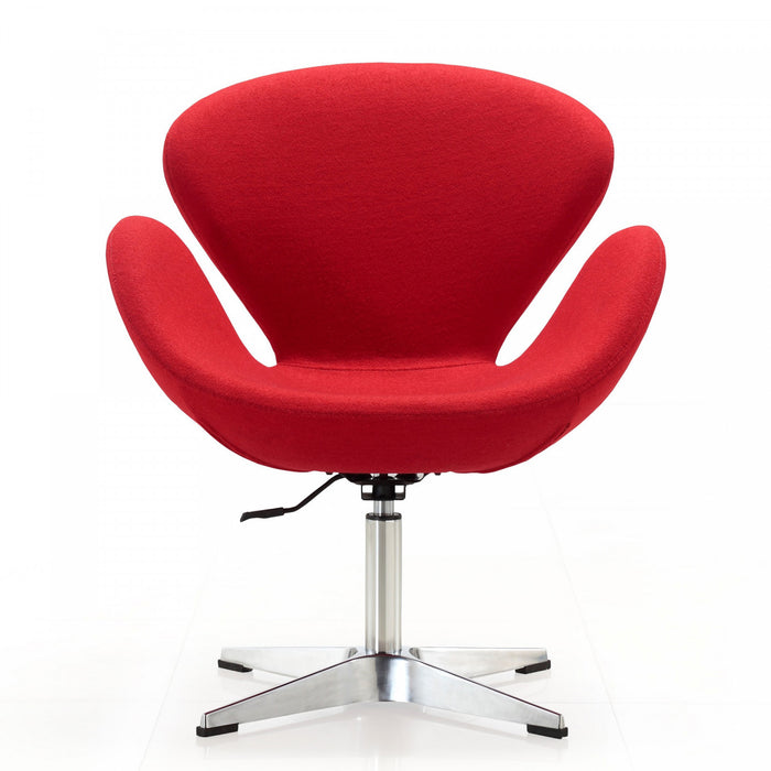 Raspberry Modern Upholstered Swivel Lounge Chair in Red - Set of 2 Accent Chair