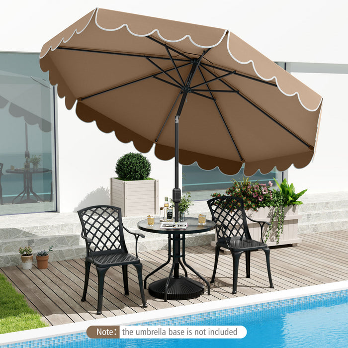 Costway 10 FT Patio Umbrella with Crank Tilt Adjustment Ruffles Vented Top 8 Ribs Brown