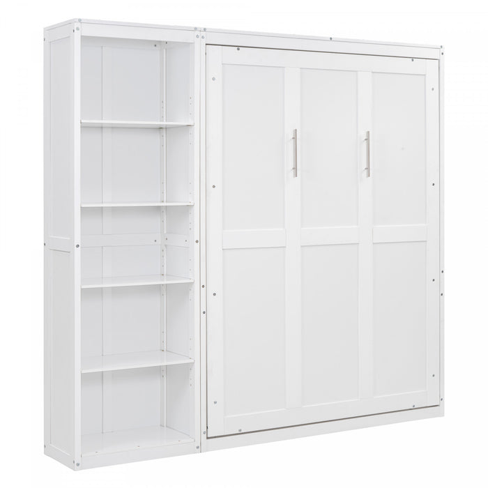 Jocelyn Space-saving Full Murphy Bed With Shelves - White