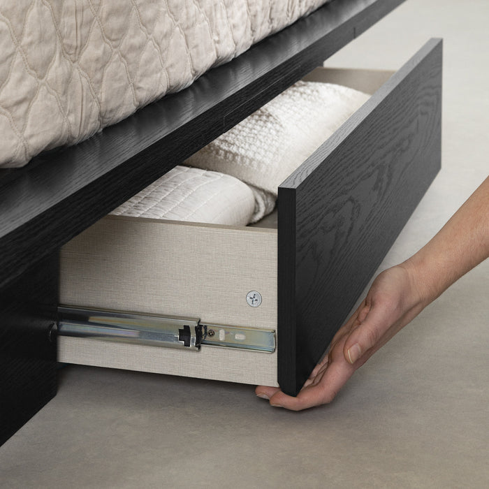 Primo Full Platform Bed And Headboard Set - Black Oak 