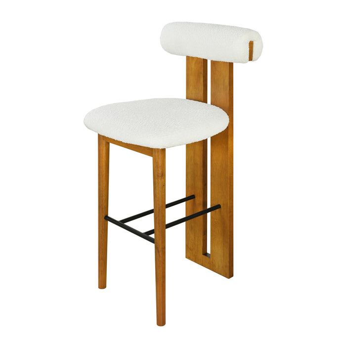 Sophia Indoor Modern Rubberwood Bar Stool Set of 4 with Supportive Backrest,White&Walnut