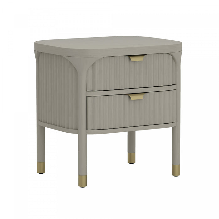 Park Contemporary 24\" Solid Wood Nightstand in Gray (2-Drawer)