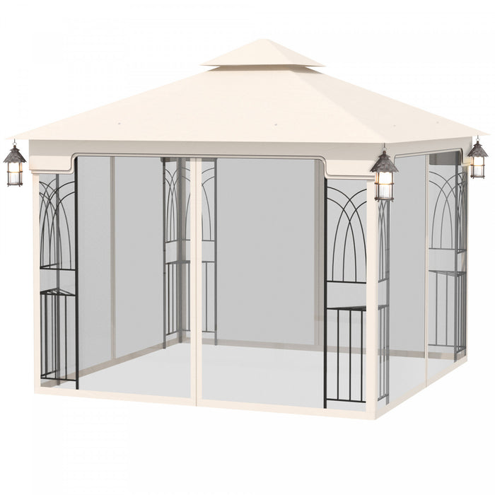 Outsunny 10'x10' Soft-top Patio Gazebo Deck Canopy, Cream
