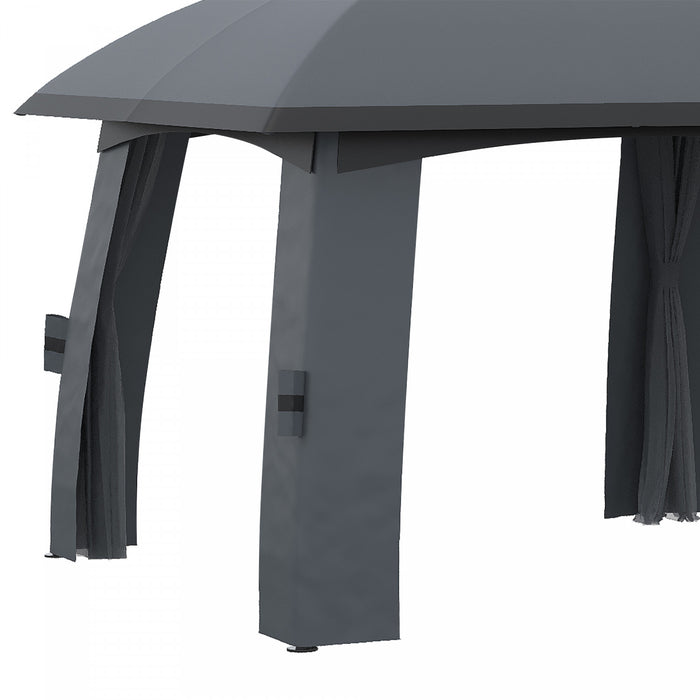 Outsunny 10' X 20' Patio Gazebo, Outdoor Gazebo Canopy Shelter With Netting, Vented Roof, Steel Frame For Garden, Lawn, Backyard And Deck, Dark Gray