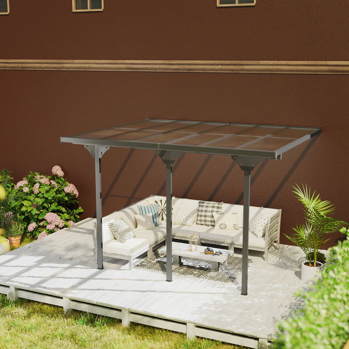 Outsunny 10' X 12' Outdoor Hardtop Pergola Polycarbonate Roof Gazebo Grey