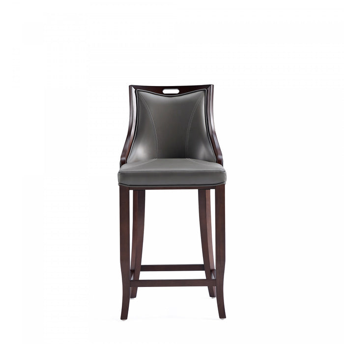 Emperor Traditional Wood Upholstered Barstool in Graphite - Set of 2