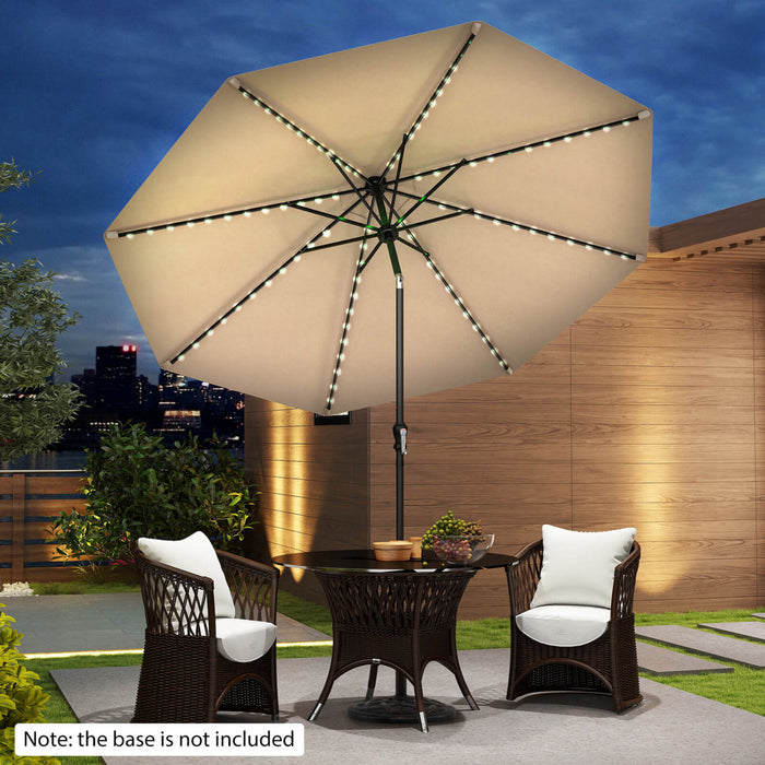 Costway 10 FT Solar Patio Umbrella with 96 LED Lights 35° Adjustable Tilt Vented Top Beige