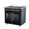 Forno Massimo 36 Inch French Door Electric range, 5 radiant burners, 5.36 cu.ft., Black - FFSEL6955-36BLK Electric Range | Cuisiniere electrique Massimo de 36 po a portes francaises, 5 foyers, 5,36 pi³, noir – FFSEL6955-36BLK