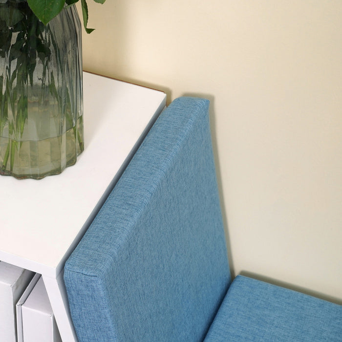 HOMCOM 5-Cubby Bookcase with Cushioned Reading Nook, Blue
