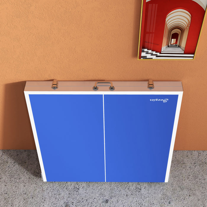 Soozier Ping Pong Table Set With Net Paddles Balls For Outdoor Indoor Blue