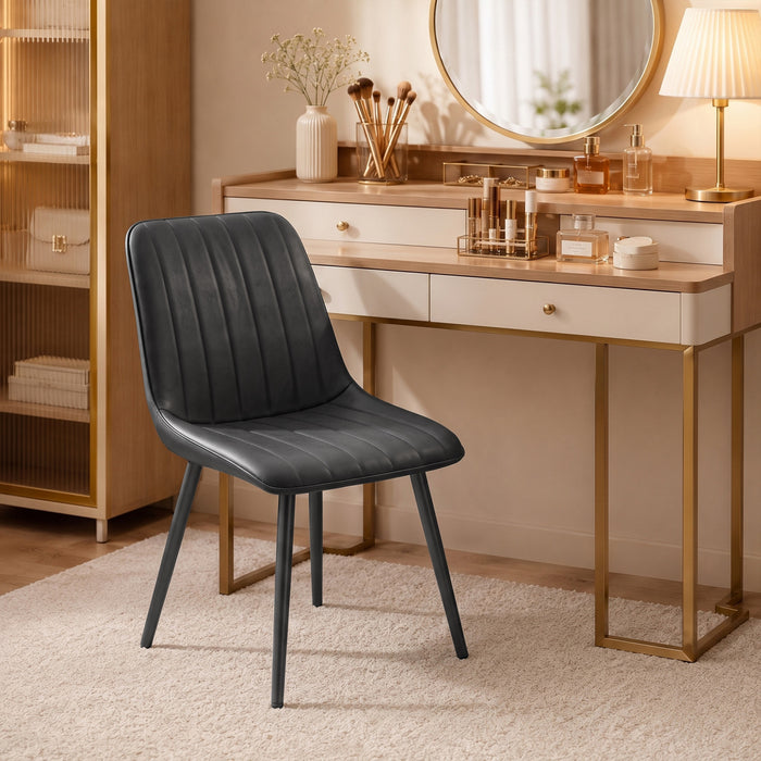 HOMCOM Dining Chairs Set of 4, Modern Faux Leather Kitchen Chairs, Black
