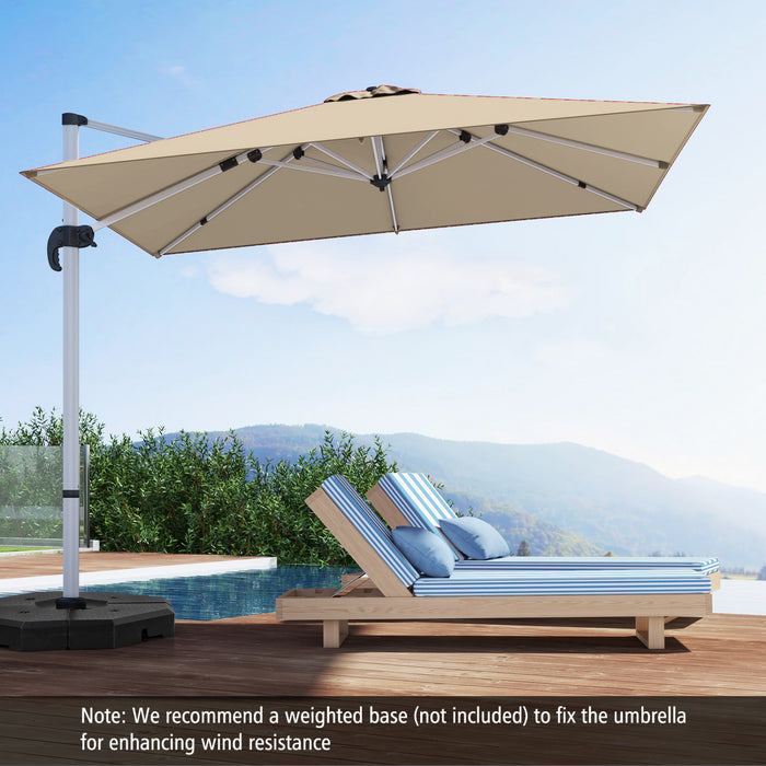 Costway 10 FT Patio Cantilever Umbrella Outdoor Aluminum Hanging Offset Umbrella w/ 360° Rotation Beige