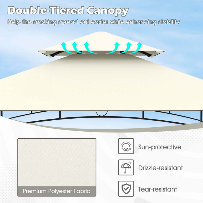 Costway 8' X 5' Grill Gazebo With 2 Shelves 7 Hooks Metal Frame Soft Top Beige