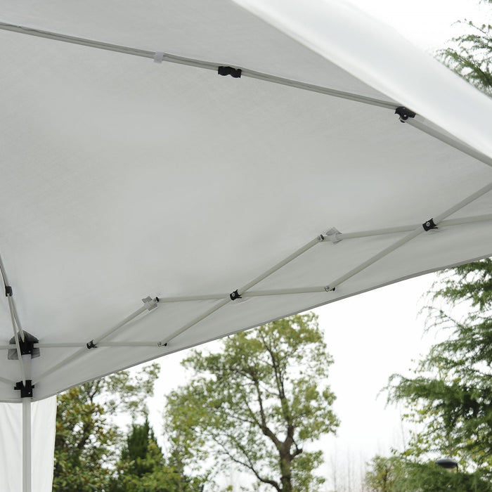 Outsunny 8' X 8' Pop Up Canopy With Inclined Legs, Outdoor Folding Tent, Portable Garden Party Gazebo With Carrying Bag For Camping, Party, Picnic, White
