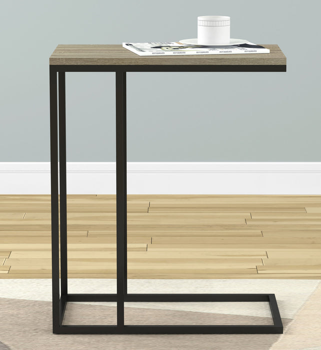 19” C-Shaped End Table With Metal Frame - Dark Taupe