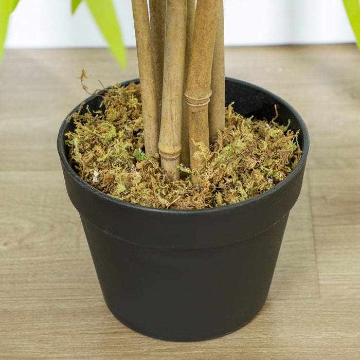 Outsunny Artificial Bamboo Tree Set of 2, 5ft Fake Decorative Plant in Pot