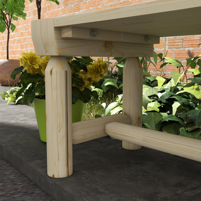 Outsunny Round Wooden Garden Tree Bench With Slatted Seat, Natural
