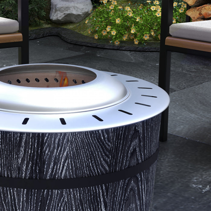 Outsunny Smokeless Fire Pit With Mat, 20\" Firepit, Magnesium Oxide, Black