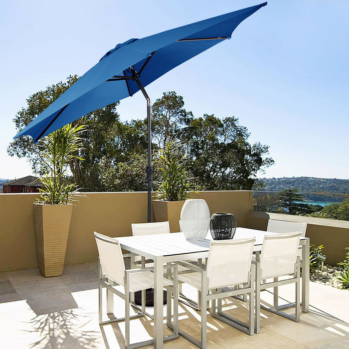 Costway 9FT Patio Umbrella Patio Market Steel Tilt W/ Crank Outdoor Yard Garden Blue
