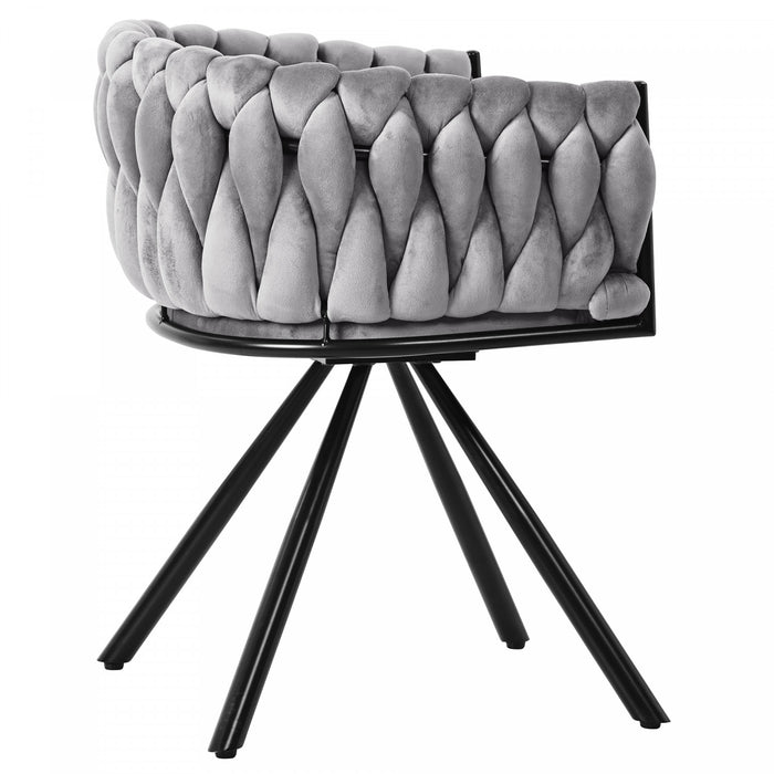 Amelia Velvet Swivel Dining Chairs with Tufted Upholstered and Metal Legs Set of 2, Grey