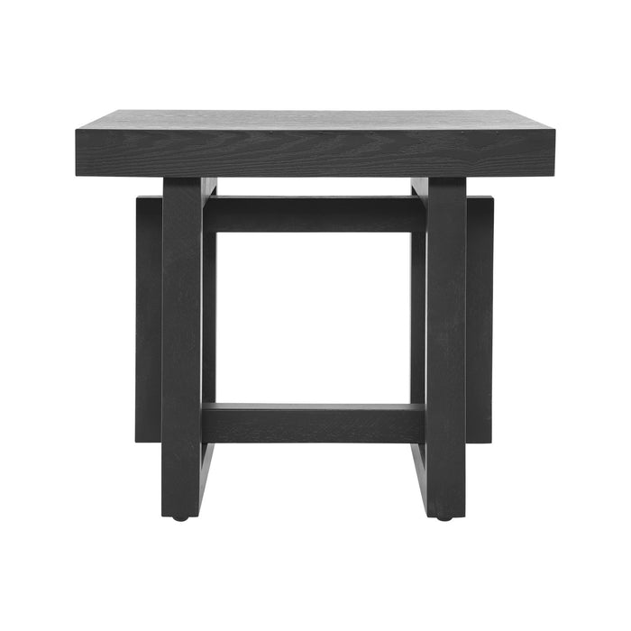Ethan Rustic Solid Rubberwood End Table,Black