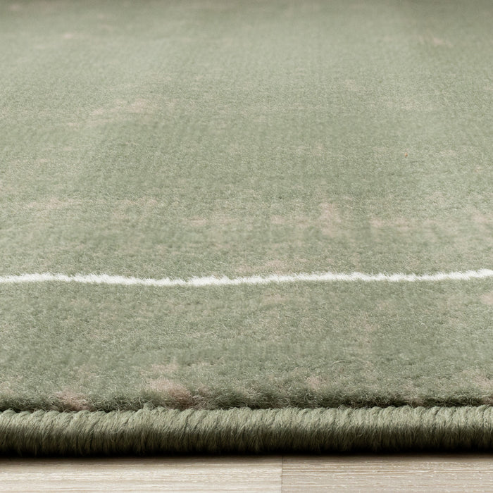 Florence Green Brown White Soccer Field Rug, 6'7\" x 9'6\" Indoor Area Rug