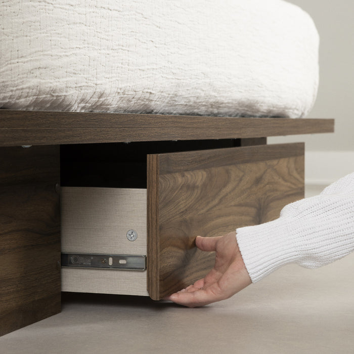 Musano Platform Bed And Headboard Set Natural Walnut - South Shore