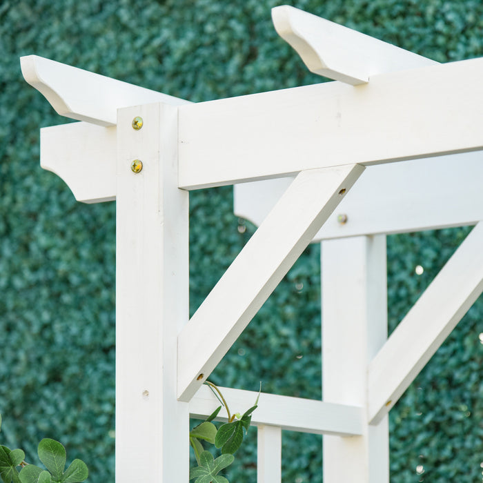 Outsunny 85\" Wooden Garden Arbour For Wedding And Ceremony, Outdoor Garden Arch Trellis For Climbing Vines, White