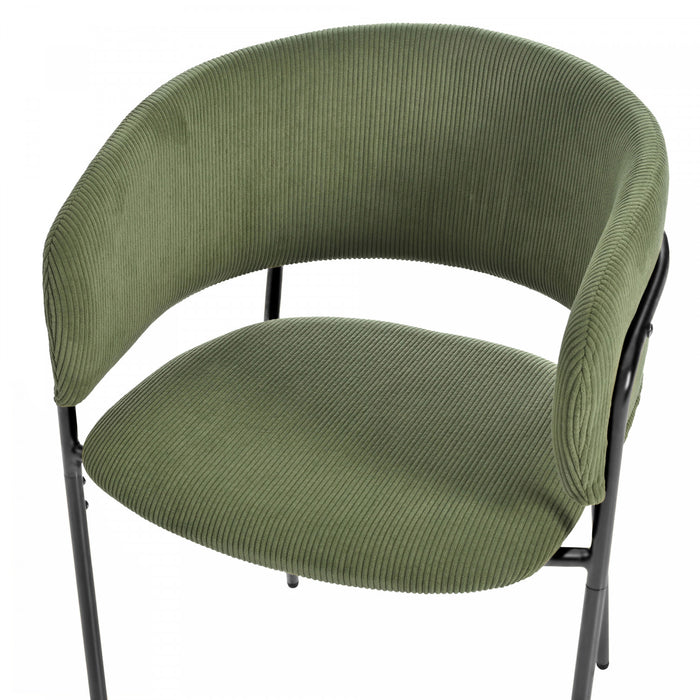 Ethan Set of 4 Modern Corduroy Upholstery Side Chair with Angled Legs and Adjustable Feet,Green Dining Chair