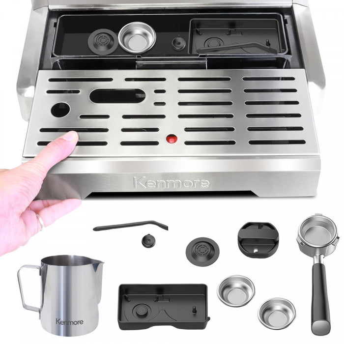 Kenmore Elite Automatic-Tamp Espresso Machine With Grinder & Frother