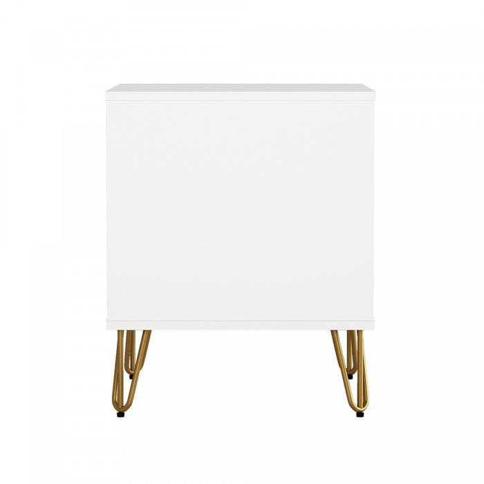Avira Mid-Century Modern 20\" Nightstand in White (1-Drawer)