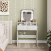 HOMCOM Makeup Vanity Desk with Mirror, 3 Colour LED Lights, Drawers, White