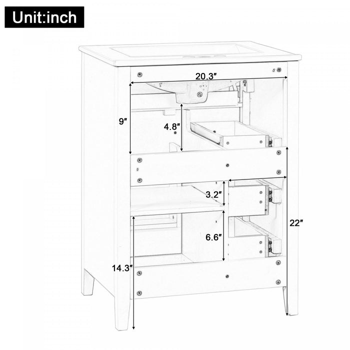 Scott 24\" Bathroom Vanity with Ceramic Sink and Rubberwood Legs, White
