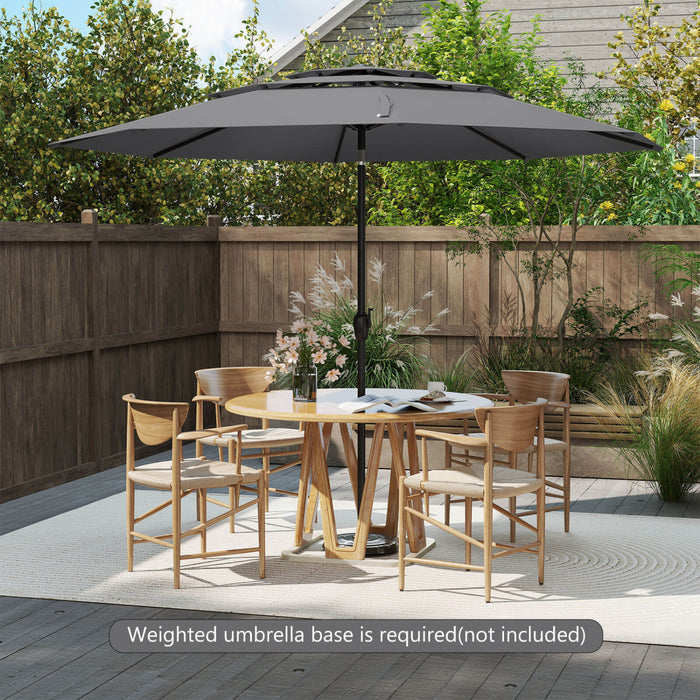 Costway 10 ft 3-tier Vented Patio Umbrella Large Market Table Umbrella Outdoor Sun Shade Gray