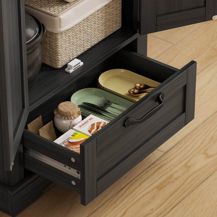 HOMCOM 71\" Pantry Cabinet, Kitchen Storage Cabinet with 2 Doors, Black