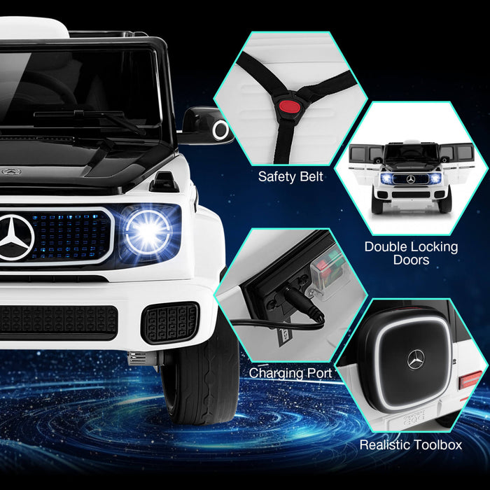 Costway Licensed Mercedes-benz Eqg Kids Ride On Car With Remote Control Detachable Battery White