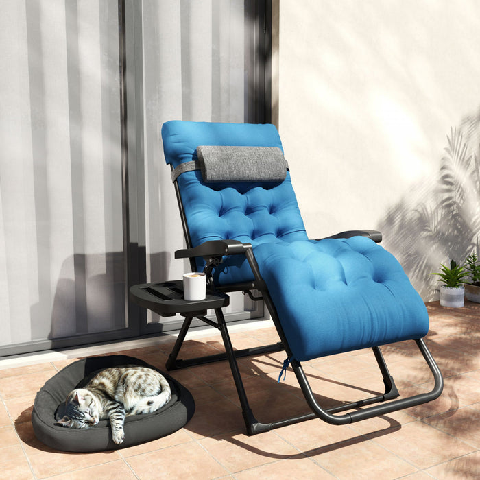 Outsunny Padded Zero Gravity Chair, Folding Recliner Chair, Navy Blue