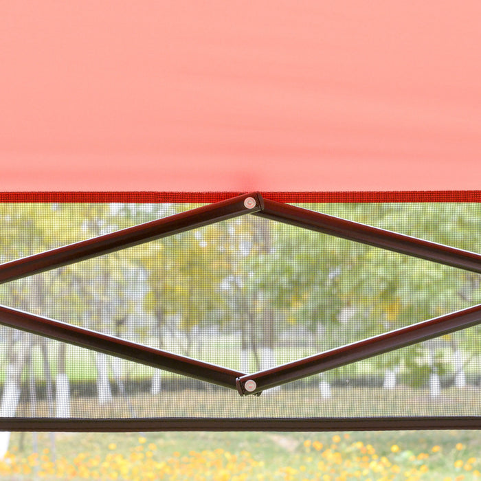 Outsunny 7' X 7' Garden Foldable Pop Up Gazebo Tent With Backpack & Adjustable Legs Outdoor Party Canopy, Red & Black