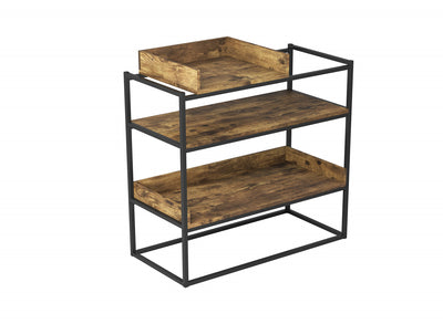 32” Console Table With Storage Shelf Brown Reclaimed Wood Black Metal | Console de 32 po avec tablette de rangement - bois recyclé brun et métal noir