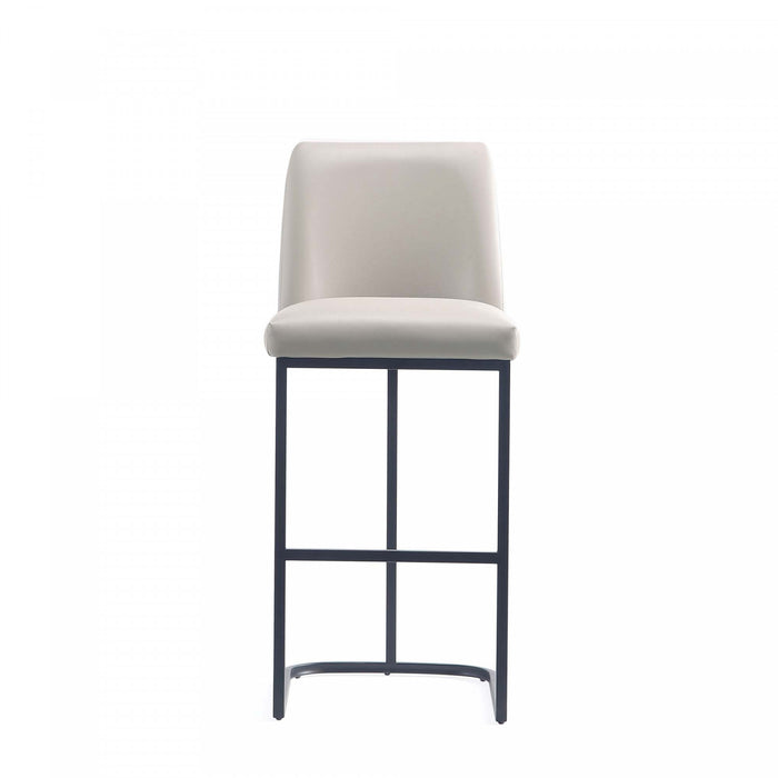 Serena Modern Metal Upholstered Barstool in Light Gray - Set of 3 Bar Stool