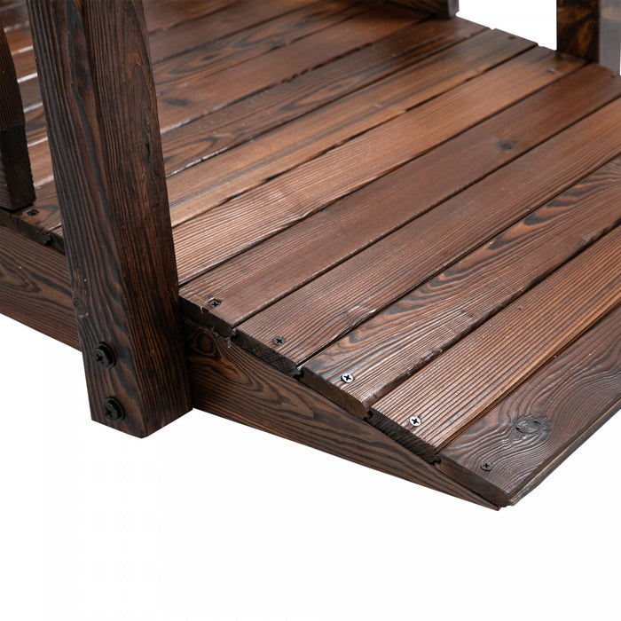 Outsunny Wooden Garden Bridge, Decorative Arc Footbridge With Guardrail