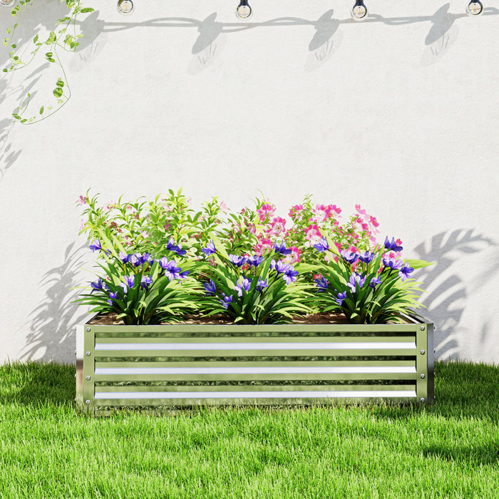 4' X 4' X 1' Raised Garden Bed Galvanized Steel Planter Box Silver