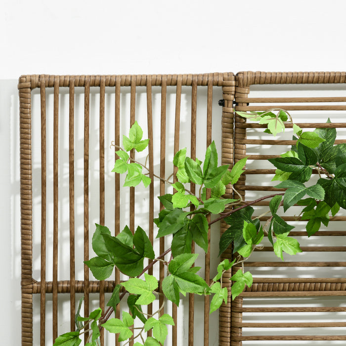 Outsunny Rattan Outdoor Planter With Trellis, Raised Garden Bed, Sand Brown